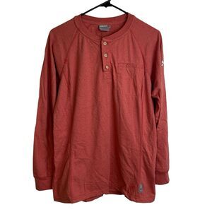 Ariat FR Air Henley Medium Mens Shirt Long Sleeve Button Red Cotton CAT 2 *Flaw